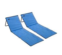 Outsunny Conjunto de 2 Esterillas de Playa Plegable Esteras Acolchadas de Tela Oxford PVC 600D con Respaldo Reclinable y Bolsa de Transporte para Jardín 142x51x40 cm Azul