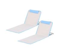 Outsunny Conjunto de 2 Esterillas de Playa con Respaldo Reclinable 5 Niveles Bolsa de Transporte y Reposacabezas 48x134x36-45 cm Beige Aosom España