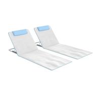 Outsunny conjunto de 2 esterillas de playa plegable esterillas con respaldo reclinable en 5 niveles reposacabezas y bolsa de transporte 134x48x33-43 cm beige