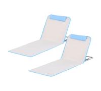 Outsunny Conjunto de 2 Esterillas de Playa Plegable Esterillas con Respaldo Reclinable en 5 Niveles Reposacabezas y Bolsa de Transporte 134x48x33-43