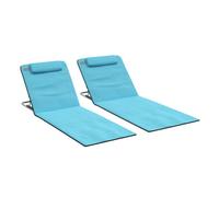 Outsunny conjunto de 2 esterillas de playa plegables, esterillas con respaldo reclinable en 5 niveles, reposacabezas y bolsa de transporte, 134x48x33-43 cm, azul