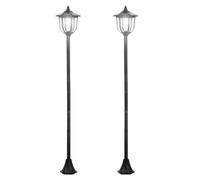 Outsunny Conjunto de 2 Farolas Solares con Panel Ø26,5x177 cm Negro | Luces de Solar para Jardín, Encendido Automático, Protección al Ambiente, 6 Luces LED, para Terraza Patio