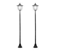 Outsunny Conjunto de 2 Farolas Solares Luces de Solar para Jardín con Panel Solar Encendido Automático Protección al Ambiente y 6 Luces LED para Terraza Patio Ø26,5x177 cm Negro