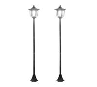 Outsunny Conjunto de 2 Farolas Solares Luces de Solar para Jardín con Panel Solar Encendido Automático Protección al Ambiente y 6 Luces LED para Terraza Patio Ø26,5x177 cm Negro