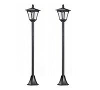 Outsunny conjunto de 2 farolas solares luces solares para jardín con panel solar encendido automático impermeable ip44 para terraza patio 18x18x160 cm negro