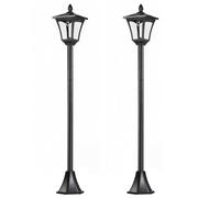 Outsunny Conjunto de 2 Luces Solares para Jardín con Panel Solar Encendido Automático Impermeable IP44 18x18x160 cm Negro Aosom España