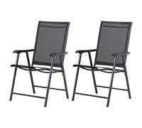 Outsunny Sillas Plegables de Jardín Conjunto de 2 Sillas Plegables Exterior Con Reposabrazos para Balcones Terraza 58x64x94cm Negro Carga 100kg Aosom España