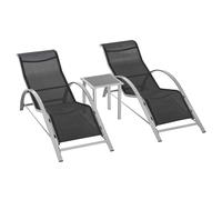 Outsunny Conjunto de 2 tumbonas de diseño contemporáneo con vidrio templado metal epoxi
