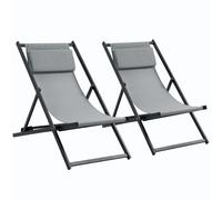 Outsunny Conjunto de 2 Tumbonas Plegables de Aluminio 58x96,5x91,5 cm Gris Dark gray