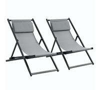 Outsunny - Pack 2 tumbonas jardín Gris