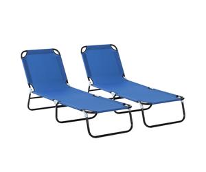 Outsunny Conjunto de 2 Tumbonas Plegables Tumbonas de Jardín Reclinables con Respaldo Ajustable en 5 Niveles Carga 120 kg para Terraza Piscina