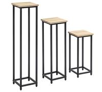 Outsunny Conjunto de 3 soportes para macetas porta-plantas cuadradas apilables - 21x21x50/70/90 cm - acero Aosom España