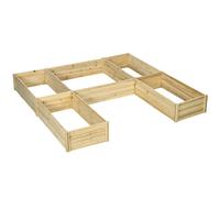 Outsunny Conjunto de 5 jardineras huerto elevado modulares para exterior en madera de abeto, 230x230x28 cm Madera Natural Aosom España