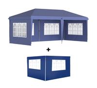 Outsunny conjunto de carpa incluye 1 carpa plegable 6x3 m impermeable con 4 laterales desmontables y 2 paredes laterales 3x2 m para carpa 3x3 m o 3x6 m azul