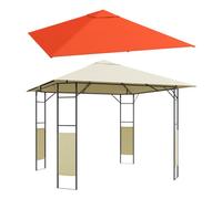 Outsunny conjunto de cenador de jardín 3x3x2,6 m y techo de repuesto 3x3 m con orificios de drenaje para patio terraza crema y naranja 297 cm