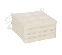 Outsunny Conjunto de Cojines para Sillas de Comedor 42x42x5 cm Juego de 4 Piezas Cojines para Sillas de Jardín Impermeable con 2 Amarres de Fijación Crema
