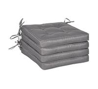 Outsunny conjunto de cojines para sillas de comedor 42x42x5 cm juego de 4 piezas cojines para sillas de jardín impermeable con 2 amarres de fijación gris oscuro