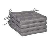 Outsunny Conjunto de Cojines para Sillas de Comedor y Jardín Impermeable con 2 Amarres de Fijación 42x42x5 cm Gris Oscuro