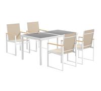Outsunny Conjunto de comedor de 5 piezas Mesa exterior de vidrio templado Resistente a la intemperie Marco de acero Muebles de terraza Aosom España