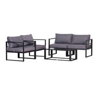 Outsunny Conjunto de de Jardín de Cuatro Piezas, Sofá con Cojines de Asiento, Mesa con Almacenamiento, Poliéster, 69x65x63 cm Aosom España