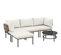 Outsunny Conjunto de Jardín 5 Piezas, Ratán modular en L con cojines, color Caqui