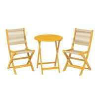 Outsunny Conjunto de Jardín de 3 Piezas de Madera con 2 Sillas Plegables y Mesa Redonda para Patio Balcón Natural