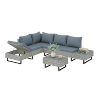 Outsunny Conjunto de Jardín de Ratán de 3 Piezas Respaldo Ajustable Gris