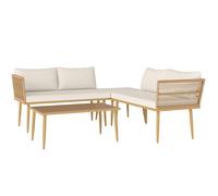 Outsunny Conjunto de Jardín de Ratán Sintético de 4 Piezas con Sofás Modulares Mesa Auxiliar y Cojines Natural