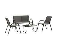 Outsunny Conjunto de Jardín Exterior 4 Piezas Muebles Jardín Exterior con 2 Sillones Apilables 1 Sofá de 2 Plazas y Mesa de Centro con Tablero de Vidrio Templado Negro