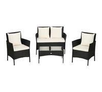 Outsunny Conjunto de Jardín Exterior 4 Piezas Sofá 2 Plazas Crema y Negro