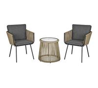 Outsunny Conjunto de Jardín Exterior de 3 Piezas con Cojines Café y Gris