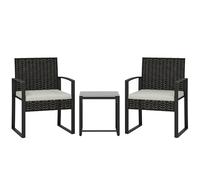 Outsunny Conjunto de Jardín Exterior de 3 Piezas Mesa 2 Sillas Crema