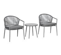 Outsunny Conjunto de Jardín Exterior de 3 Piezas Ratán para Balcón Gris