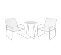 Outsunny Conjunto de Jardín Exterior Muebles de Jardín Exterior Juego de 1 Mesa Redonda y 2 Sillas de Terraza con Marco de Acero Reposabrazos y Almohadillas Ajustables para los Pies Blanco