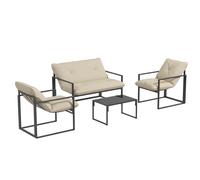Outsunny Conjunto de Jardín Muebles 4 Personas con Sofá de 2 Plazas, 2 Sillones y 1 Mesa de Centro Gris y Beige Aosom España