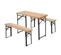 Outsunny Conjunto de Mesa y Bancos Set de Muebles Plegables para Picnic Mesa Cervecera Amplia de 120x50x76cm