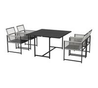 Outsunny Conjunto de mesa y sillas de jardín con 1 mesa de comedor y 4 sillas, respaldo plegable, vidrio templado Aosom España