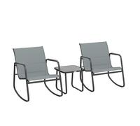 Outsunny Conjunto de Mesa y Sillas de Terraza Exterior de 3 Piezas, Gris