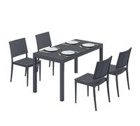 Outsunny Conjunto de Mesa y Sillas Jardín de 5 Piezas con Sillas Apilables Gris Gris oscuro