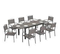 Outsunny Conjunto de Mesa y Sillas Jardín de 9 Piezas Gris