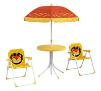 Outsunny Conjunto de Mesa y Sillas para Exterior Infantil Amarillo/Marrón