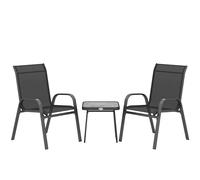 Outsunny Conjunto de Muebles de Jardín 3 Piezas Incluye 2 Sillones Apilables con Tela de Malla Transpirable Mesa de Centro Negro Aosom España