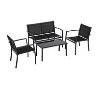 Outsunny Conjunto de Muebles de Jardín 4 Piezas Muebles Jardín Exterior con 2 Sillones 1 Sofá de 2 Plazas y Mesa de Centro Negro Aosom España
