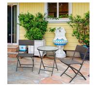 Outsunny Conjunto de Muebles de Jardín con Sillas Plegables y Mesa de Vidrio para Terraza Patio Marrón Aosom España