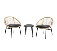 Outsunny Conjunto de Muebles de Jardín de Ratán Set de Terraza 2 Sillas y Mesa Amarillo Aosom España