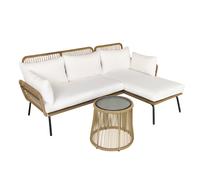 Outsunny Conjunto de muebles de jardín en esquina para 4 personas de estilo colonial con mesa de centro cojines incluidos ratán Aosom España
