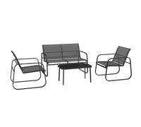 Outsunny Conjunto de Muebles de Jardín Muebles de Terraza Exterior de 4 Piezascon 2 Sofás Individuales 1 Sofá de Exterior de 2 Plazas y Mesa de Centro con Tablero de Vidrio Templado Negro