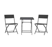 Outsunny Conjunto de Muebles de Jardín Plegable de 3 Piezas Juego de Sillas y Mesa de Ratán para Patio Balcón Jardín Diseño Trenzado Elegante Mesa de 60x60x72 cm Marrón