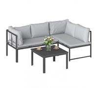 Outsunny Conjunto de Muebles Jardín Exterior de 3 Piezas Resistente Gris