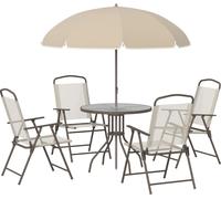 Outsunny Conjunto de Muebles para Jardín con 4 Sillas 1 Mesa y 1 Parasol Textilene Aluminio y Poliéster Beige Aosom España